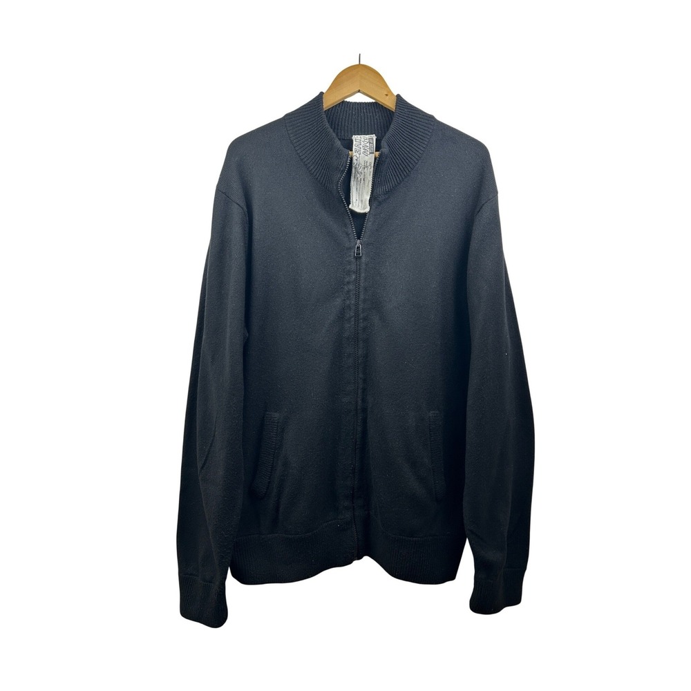 Old Navy Sweater Mens XXL Angora Blend Full-Zip‎ Cardigan Black Elbow Patch Cozy